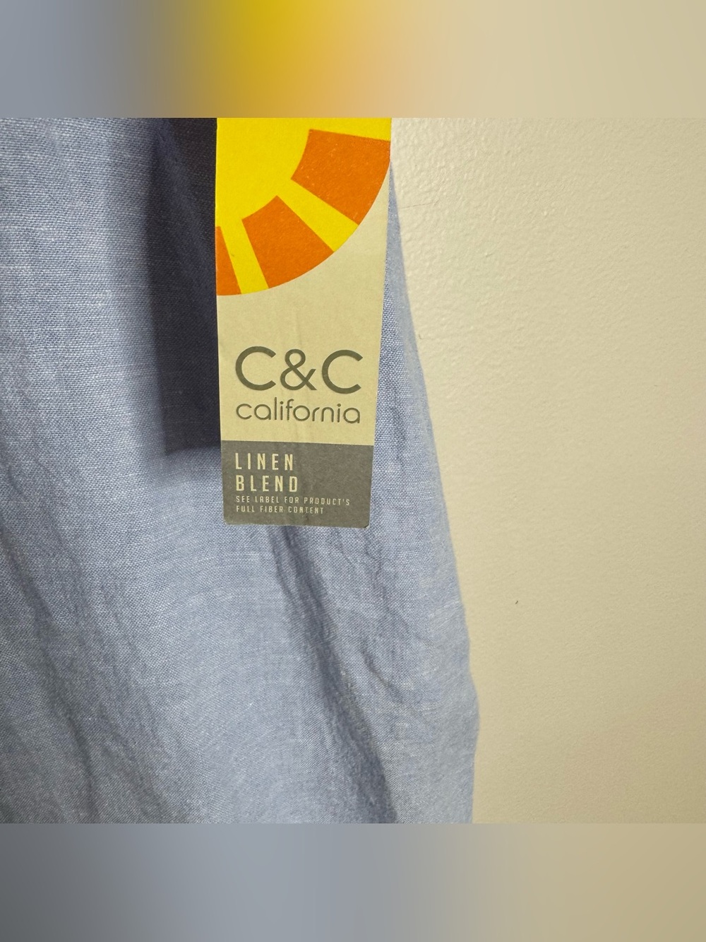 NWT C&C California Light Blue Linen Viscose Collared Button Shirt Dress Large - Picture 5 of 10